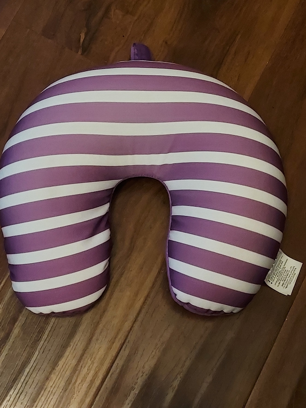 Striped Purple and White U-Shaped Travel Neck Pillow - Comfort Support